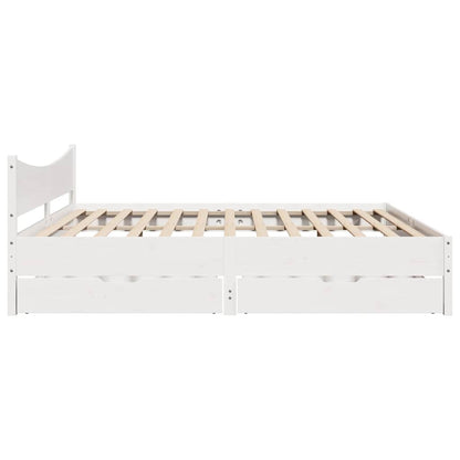 Giroletto con Cassetti Bianco 200x200 cm Legno Massello di Pino | homemem39