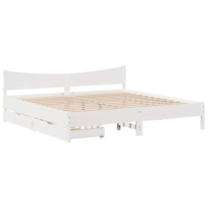 Giroletto con Cassetti Bianco 180x200 cm Legno Massello di Pino | homemem39