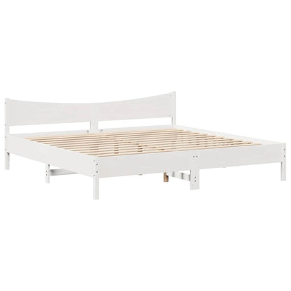 Giroletto con Cassetti Bianco 180x200 cm Legno Massello di Pino | homemem39