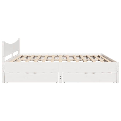 Giroletto con Cassetti Bianco 180x200 cm Legno Massello di Pino | homemem39