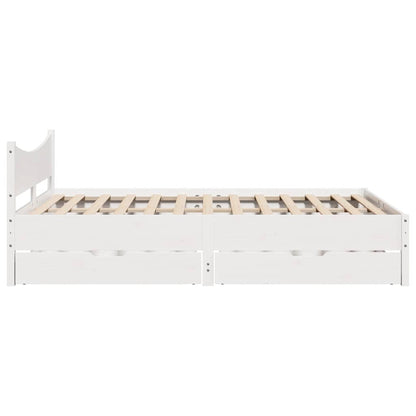 Giroletto con Cassetti Bianco 160x200 cm Legno Massello di Pino | homemem39