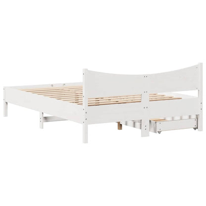 Giroletto con Cassetti Bianco 160x200 cm Legno Massello di Pino | homemem39