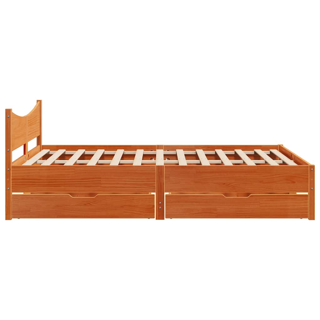 Giroletto Cassetti Marrone Cera 140x190 cm Legno Massello Pino | homemem39
