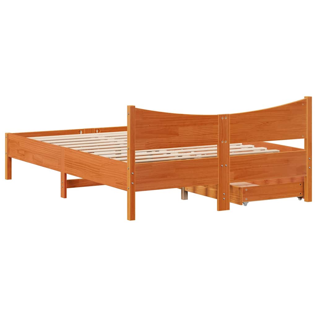 Giroletto Cassetti Marrone Cera 140x190 cm Legno Massello Pino | homemem39