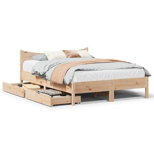 Giroletto con Cassetti 135x190 cm in Legno Massello di Pino | homemem39