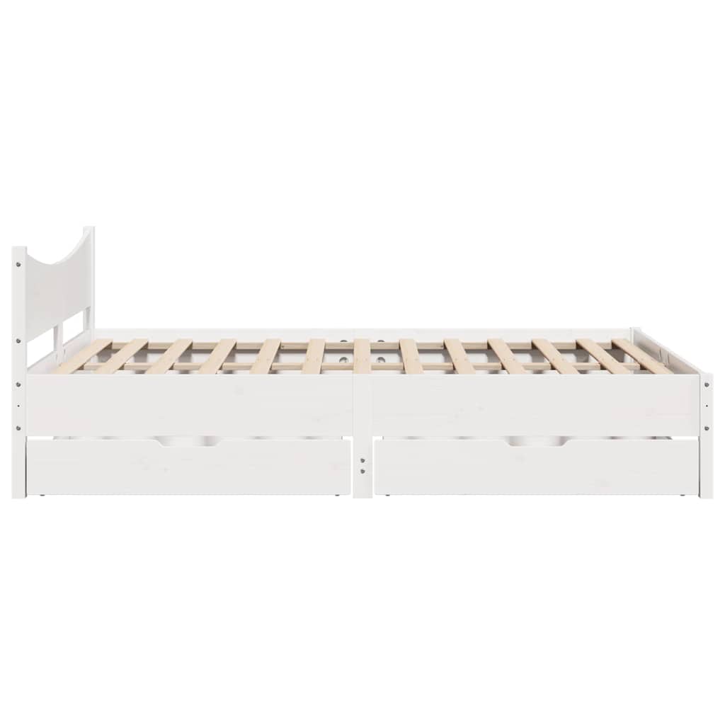 Giroletto con Cassetti Bianco 135x190 cm Legno Massello di Pino | homemem39