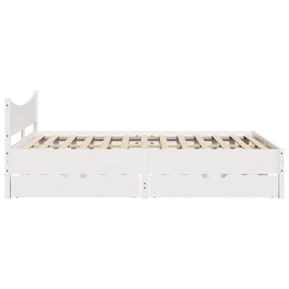 Giroletto con Cassetti Bianco 135x190 cm Legno Massello di Pino | homemem39