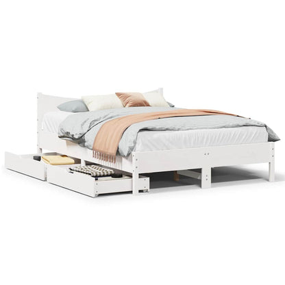 Giroletto con Cassetti Bianco 135x190 cm Legno Massello di Pino | homemem39