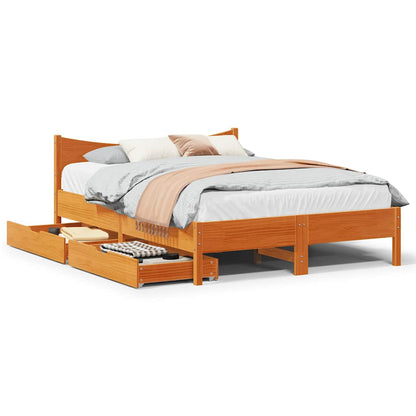 Giroletto Cassetti Marrone Cera 135x190 cm Legno Massello Pino | homemem39
