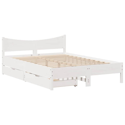 Giroletto con Cassetti Bianco 120x190 cm Legno Massello di Pino | homemem39