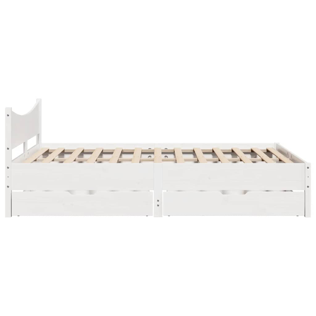Giroletto con Cassetti Bianco 120x190 cm Legno Massello di Pino | homemem39