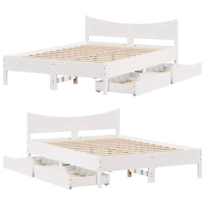 Giroletto con Cassetti Bianco 120x190 cm Legno Massello di Pino | homemem39