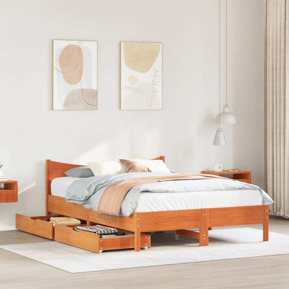 Giroletto Cassetti Marrone Cera 120x190 cm Legno Massello Pino | homemem39