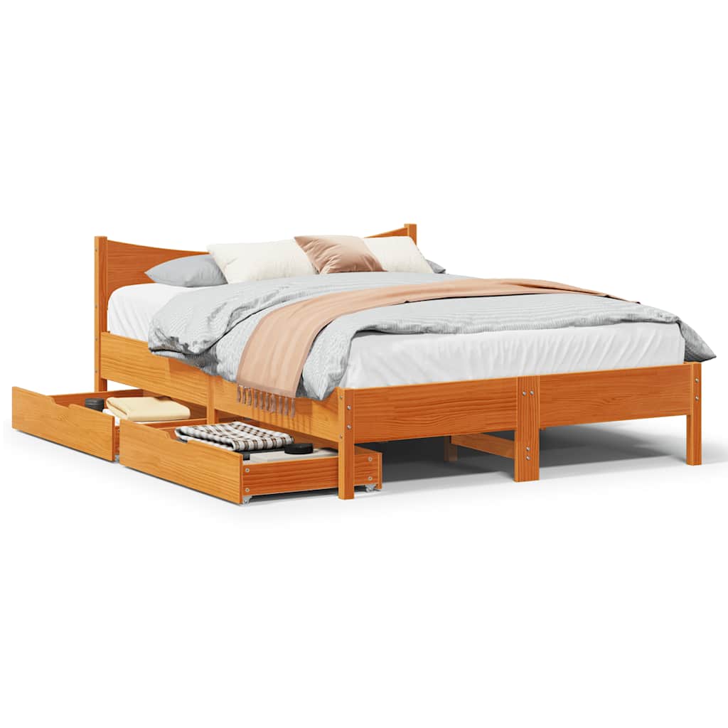 Giroletto Cassetti Marrone Cera 120x190 cm Legno Massello Pino | homemem39