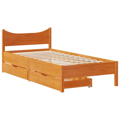 Giroletto Cassetti Marrone Cera 90x190cm Legno Massello di Pino | homemem39