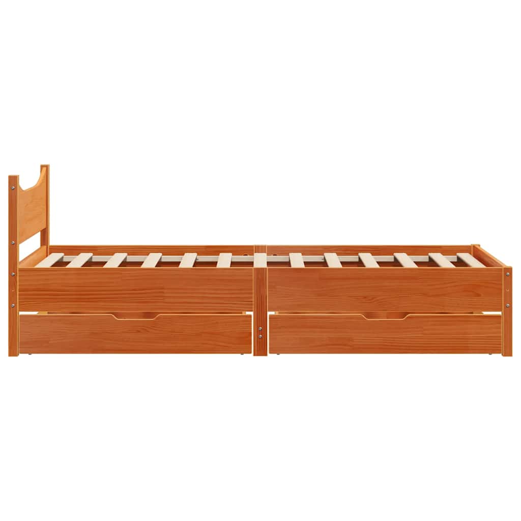 Giroletto Cassetti Marrone Cera 90x190cm Legno Massello di Pino | homemem39