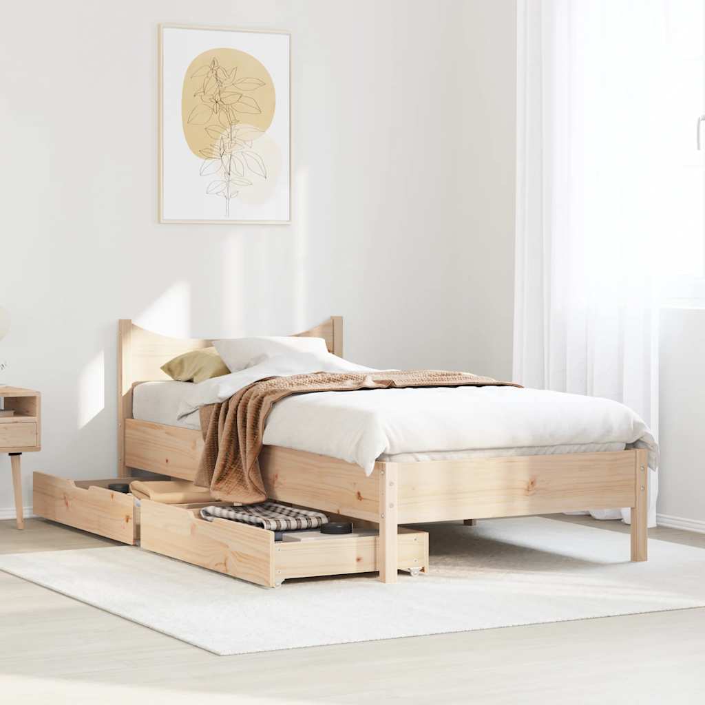 Giroletto con Cassetti 75x190 cm in Legno Massello di Pino | homemem39