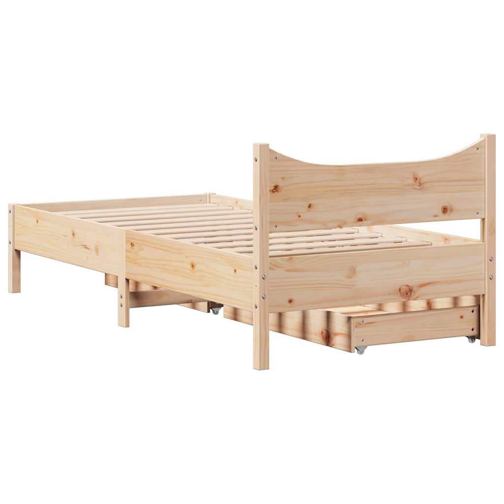 Giroletto con Cassetti 75x190 cm in Legno Massello di Pino | homemem39