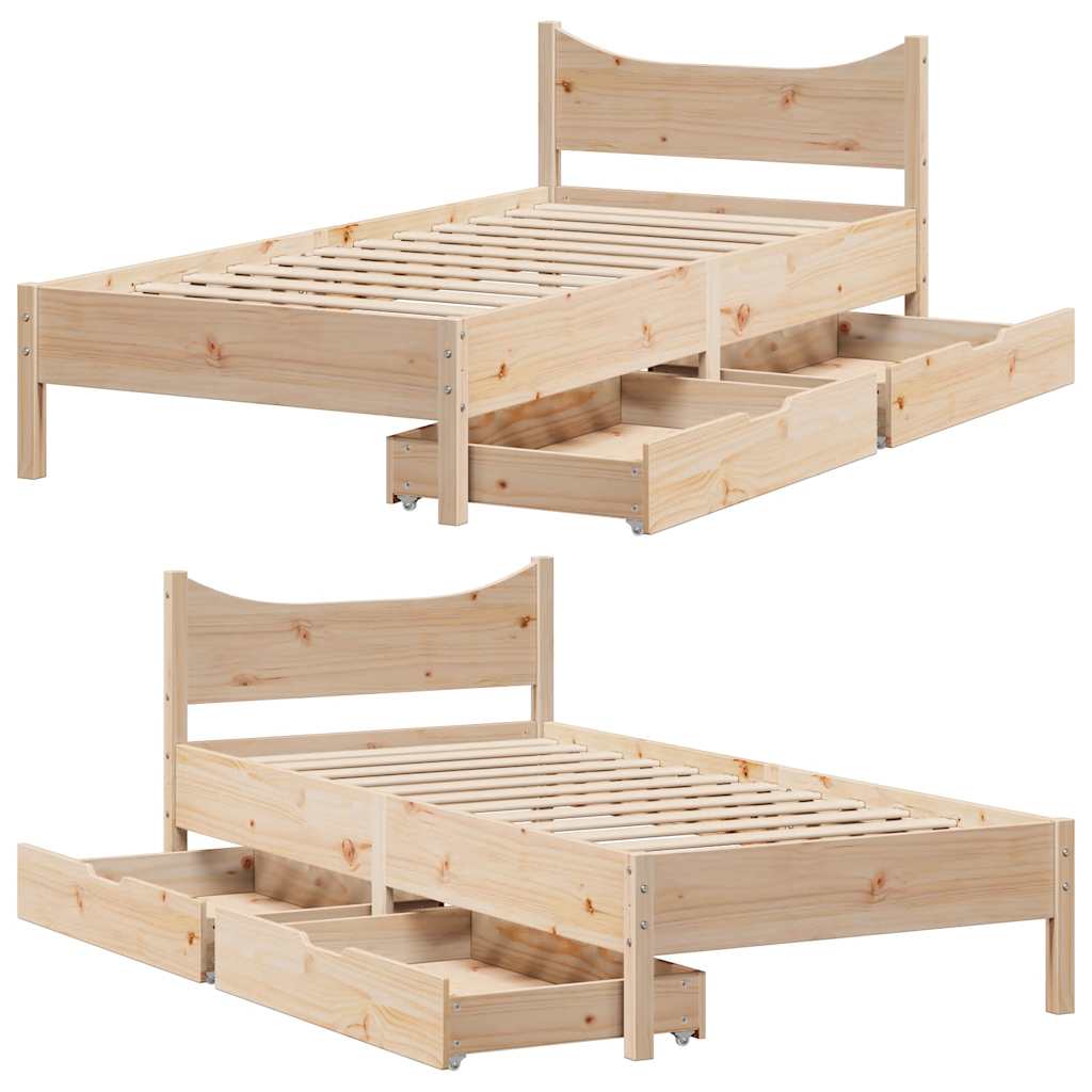 Giroletto con Cassetti 75x190 cm in Legno Massello di Pino | homemem39