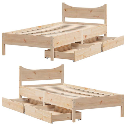 Giroletto con Cassetti 75x190 cm in Legno Massello di Pino | homemem39