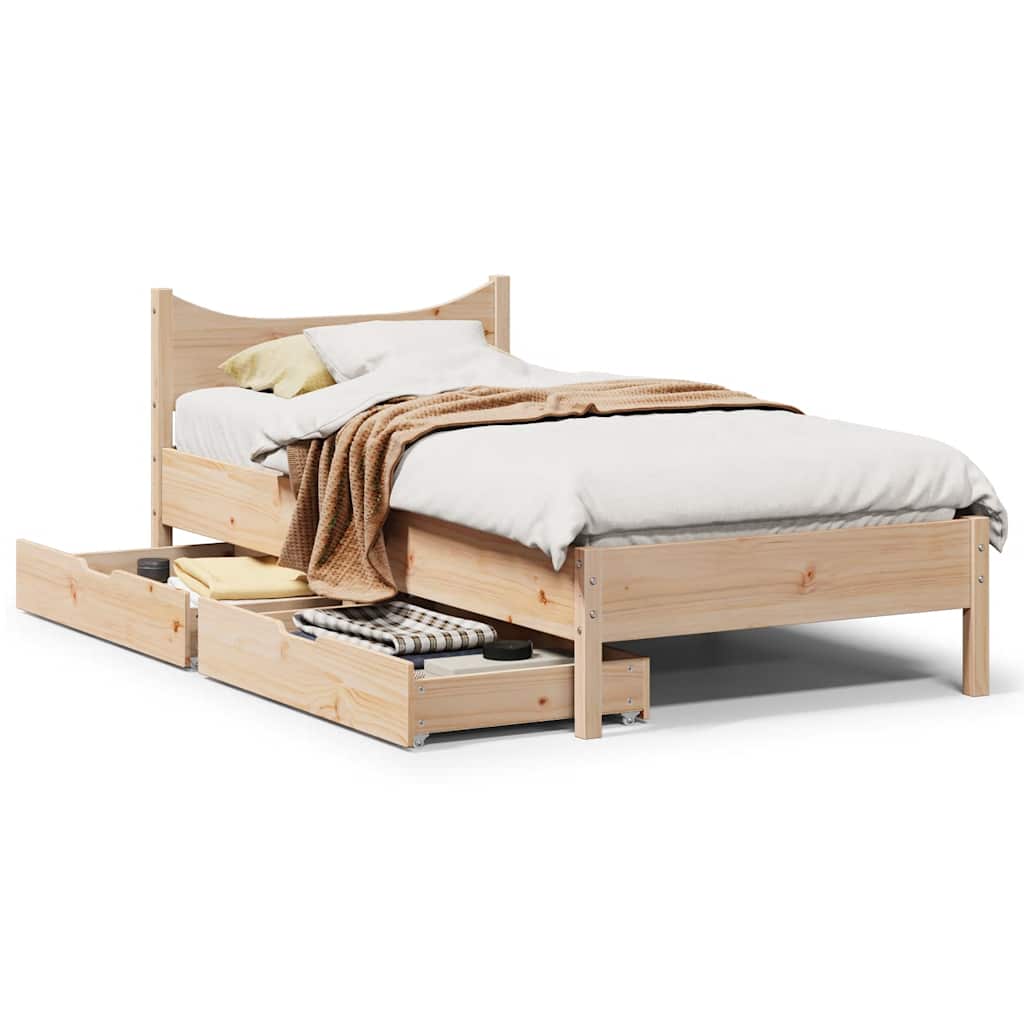 Giroletto con Cassetti 75x190 cm in Legno Massello di Pino | homemem39