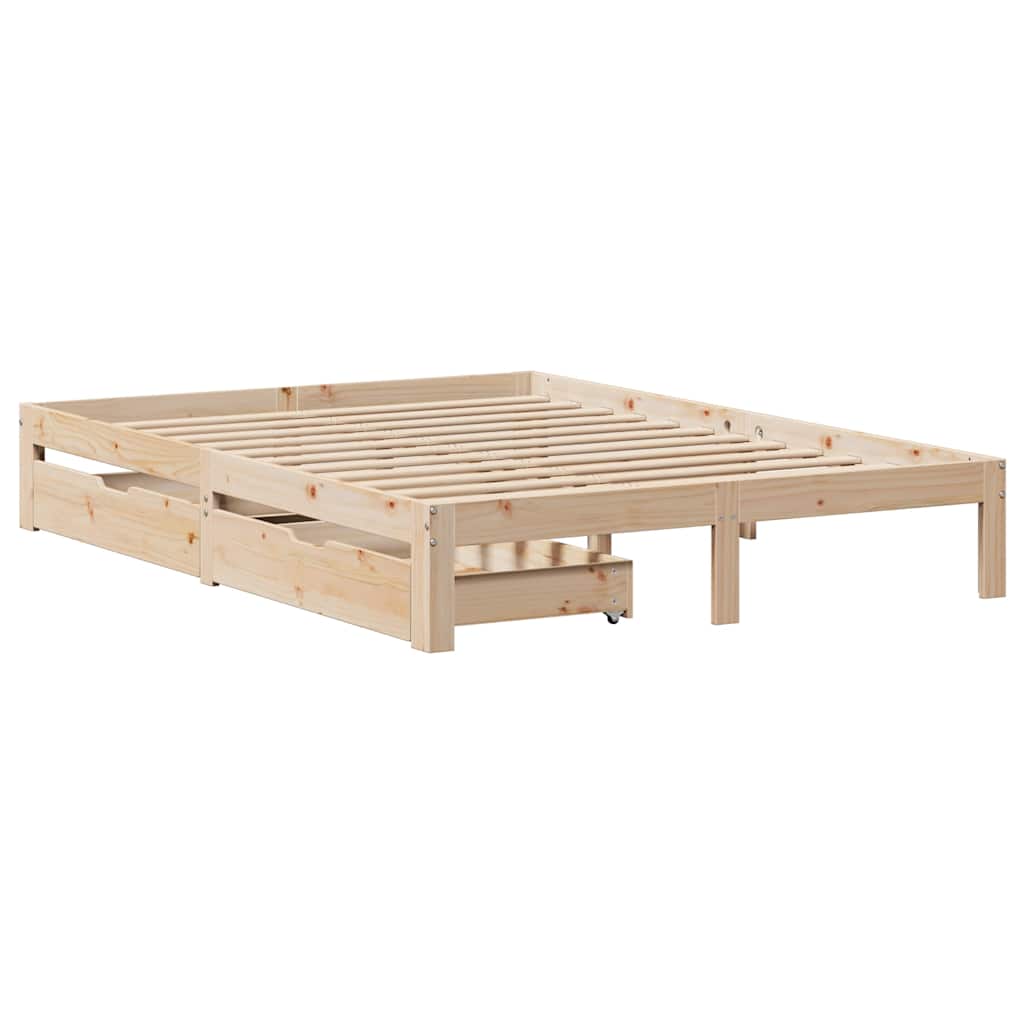 Giroletto con Cassetti 140x190 cm in Legno Massello di Pino | homemem39