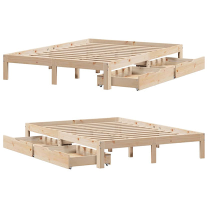 Giroletto con Cassetti 140x190 cm in Legno Massello di Pino | homemem39