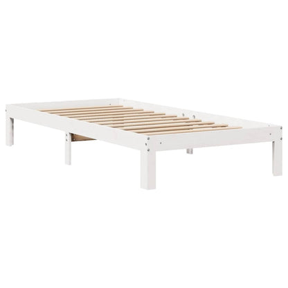 Giroletto con Cassetti Bianco 90x200 cm Legno Massello di Pino | homemem39