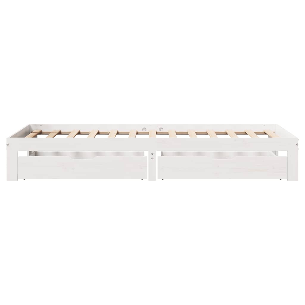 Giroletto con Cassetti Bianco 90x200 cm Legno Massello di Pino | homemem39