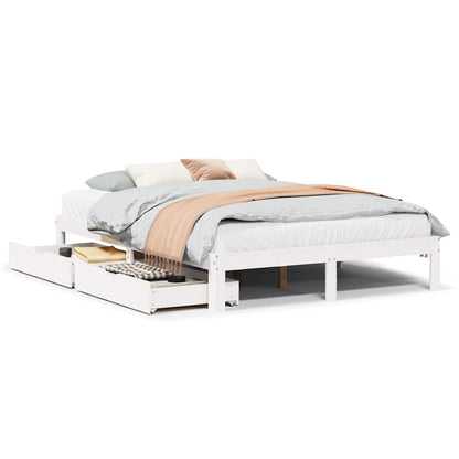 Giroletto con Cassetti Bianco 160x200 cm Legno Massello di Pino | homemem39