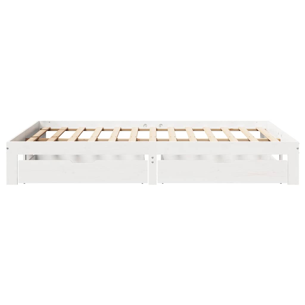 Giroletto con Cassetti Bianco 160x200 cm Legno Massello di Pino | homemem39