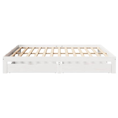 Giroletto con Cassetti Bianco 180x200 cm Legno Massello di Pino | homemem39