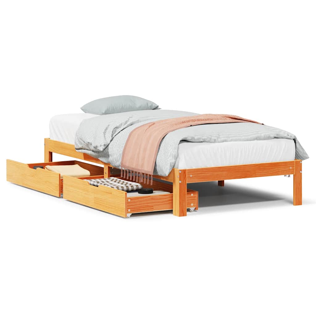 Giroletto Cassetti Marrone Cera 100x200 cm Legno Massello Pino | homemem39