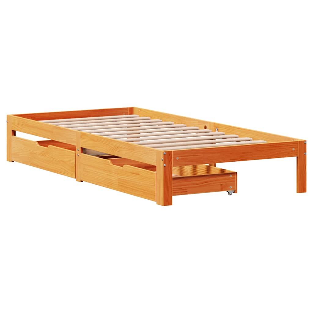 Giroletto Cassetti Marrone Cera 100x200 cm Legno Massello Pino | homemem39
