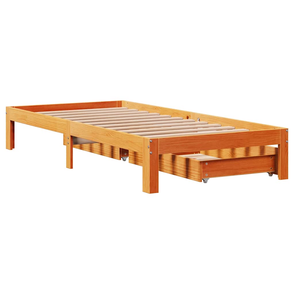Giroletto Cassetti Marrone Cera 100x200 cm Legno Massello Pino | homemem39