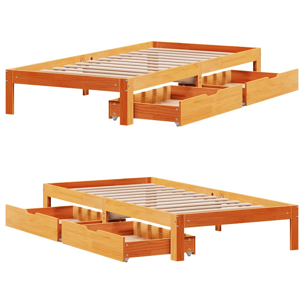 Giroletto Cassetti Marrone Cera 100x200 cm Legno Massello Pino | homemem39