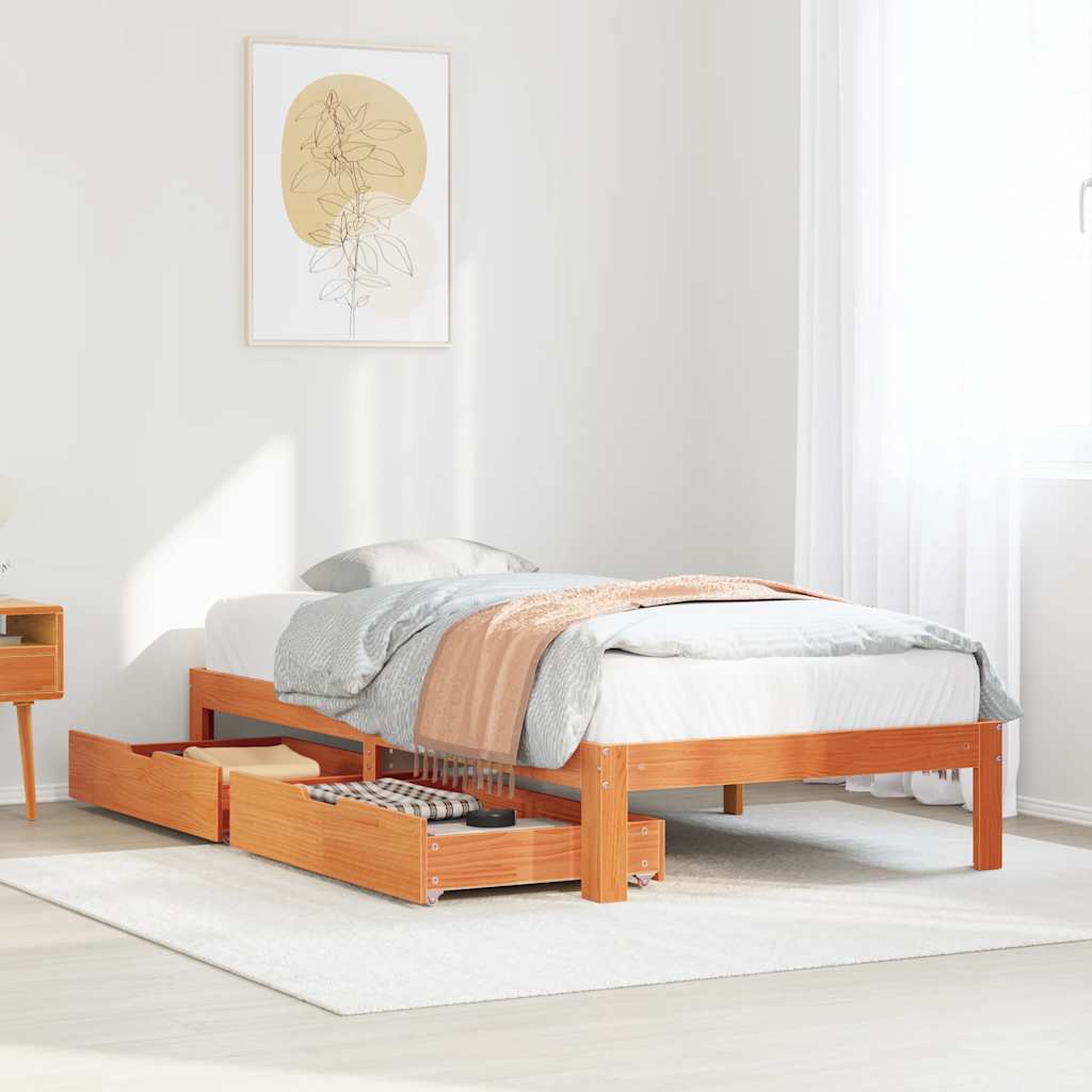Giroletto Cassetti Marrone Cera 100x200 cm Legno Massello Pino | homemem39