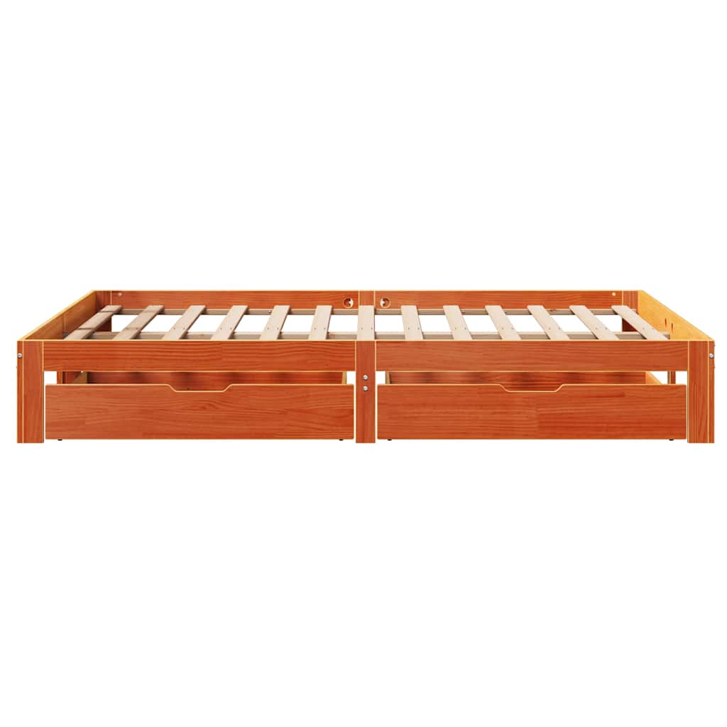 Giroletto Cassetti Marrone Cera 140x200 cm Legno Massello Pino | homemem39