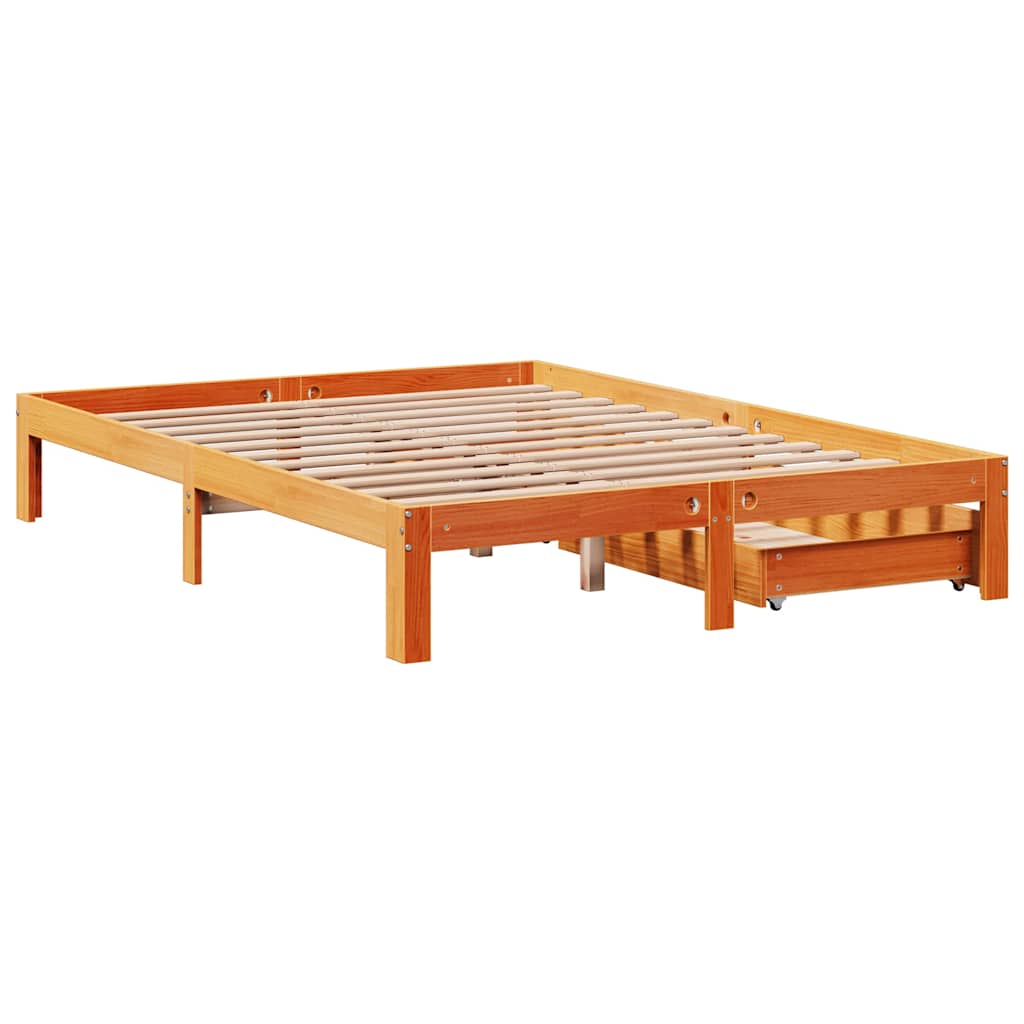 Giroletto Cassetti Marrone Cera 140x200 cm Legno Massello Pino | homemem39