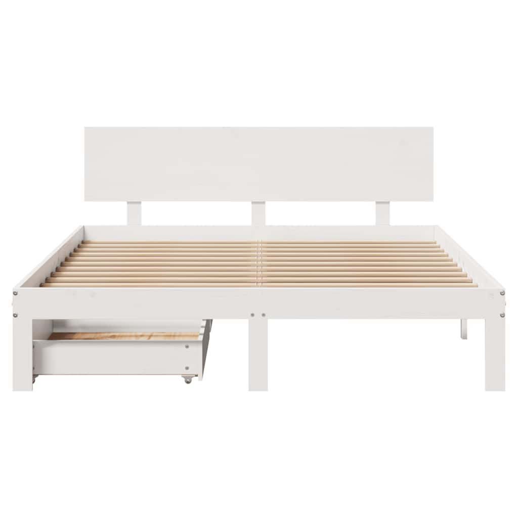 Giroletto con Cassetti Bianco 120x190 cm Legno Massello di Pino | homemem39