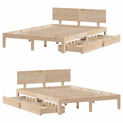 Giroletto con Cassetti 140x190 cm in Legno Massello di Pino - homemem39