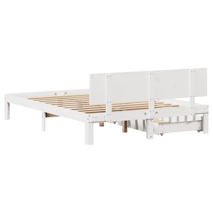 Giroletto con Cassetti Bianco 120x200 cm Legno Massello di Pino | homemem39