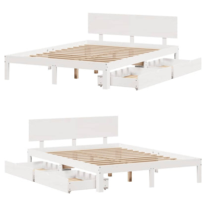 Giroletto con Cassetti Bianco 120x200 cm Legno Massello di Pino | homemem39