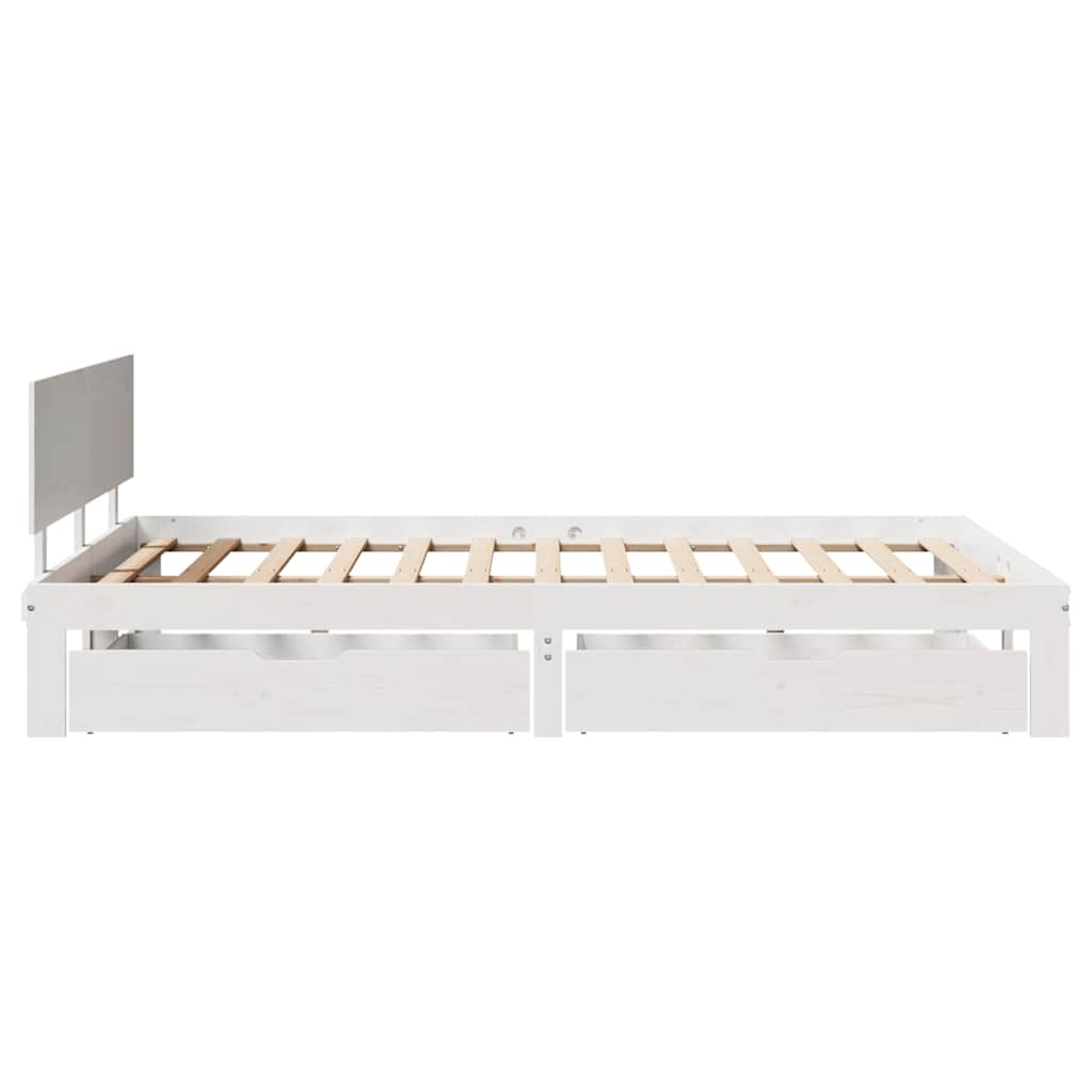 Giroletto con Cassetti Bianco 140x200 cm Legno Massello di Pino | homemem39