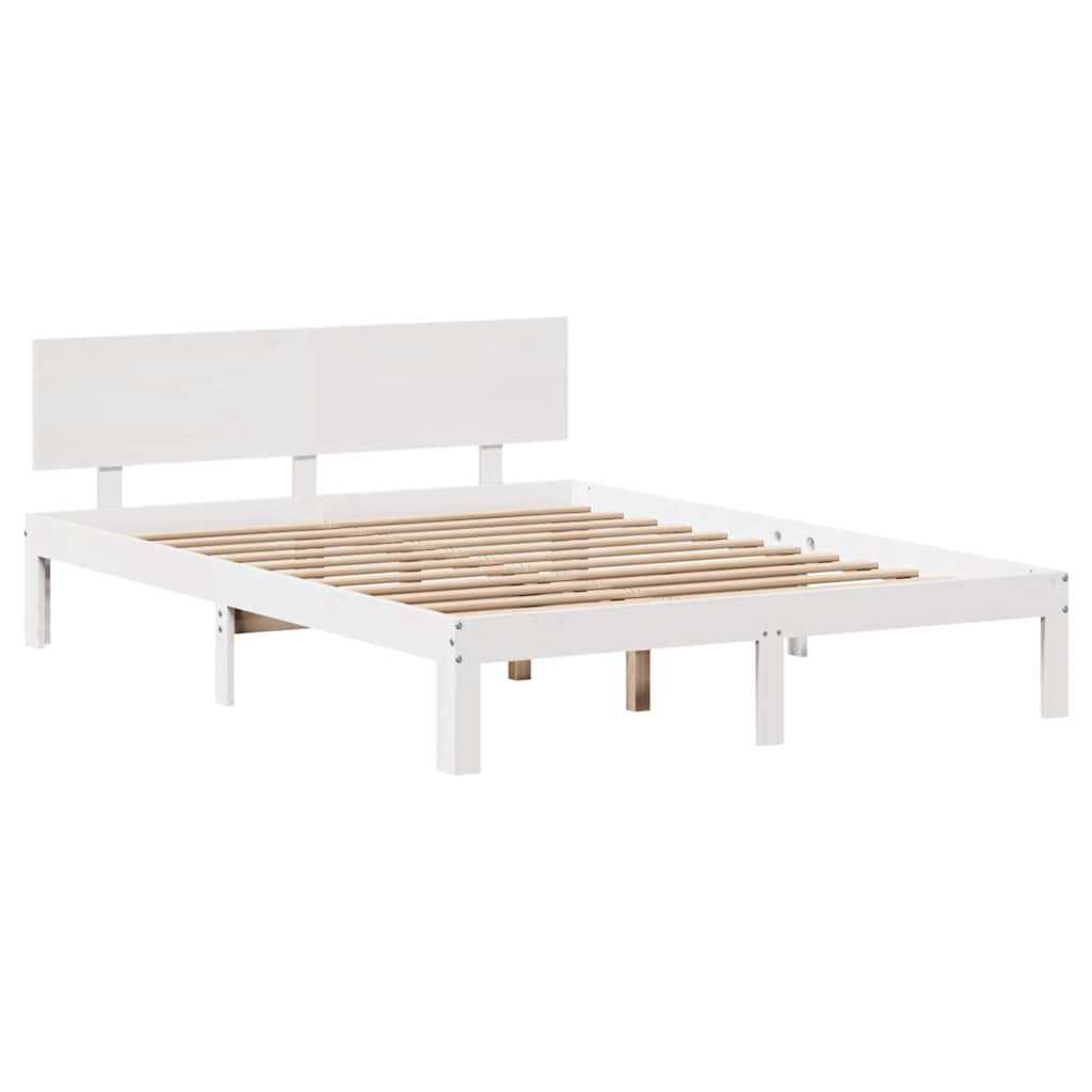 Giroletto con Cassetti Bianco 140x200 cm Legno Massello di Pino | homemem39