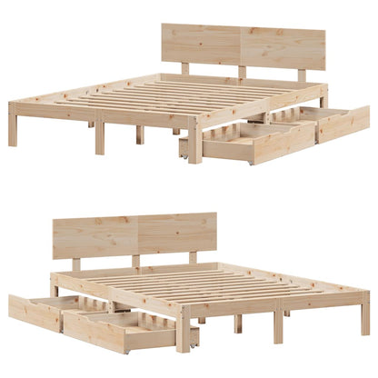 Giroletto con Cassetti 150x200 cm in Legno Massello di Pino