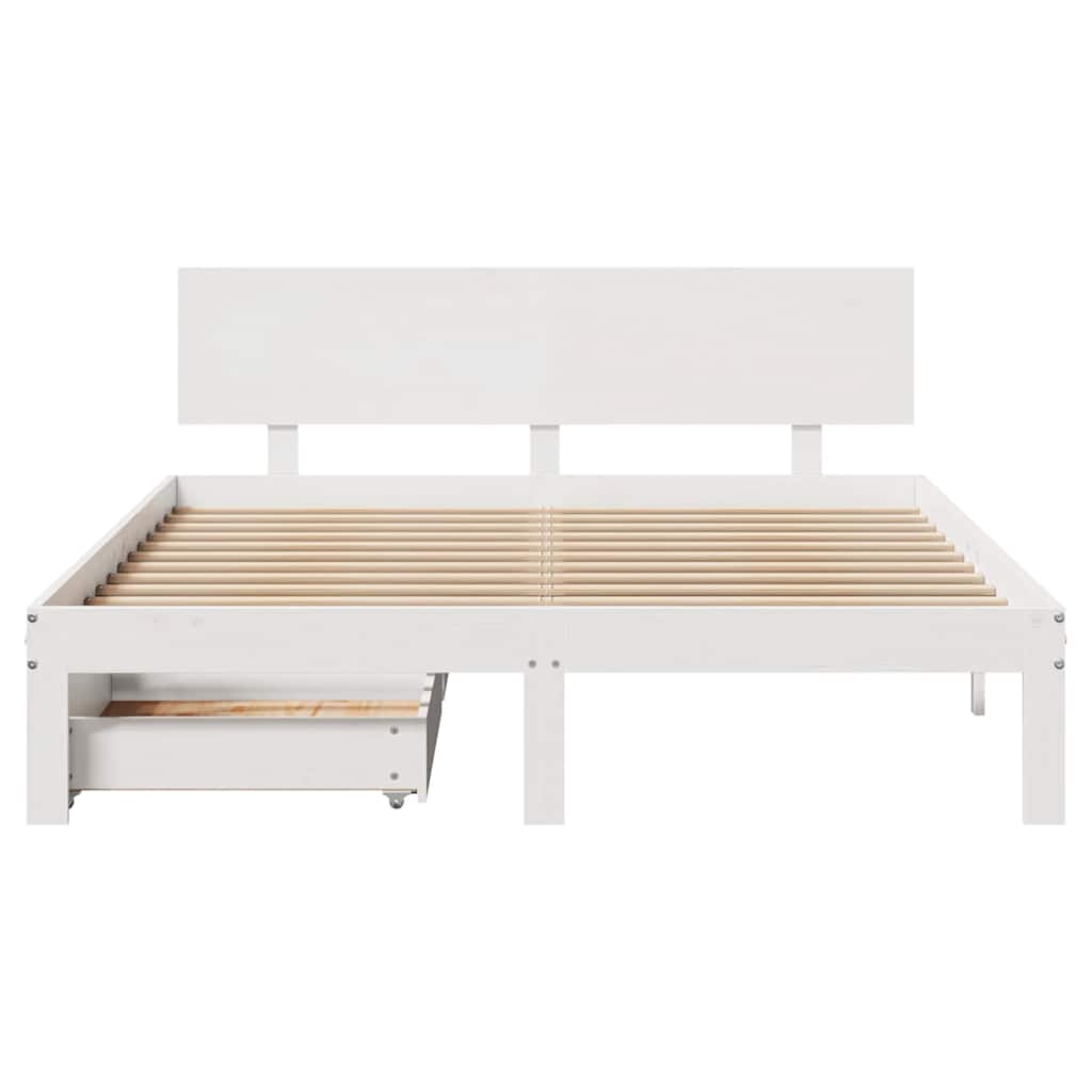Giroletto con Cassetti Bianco 150x200 cm Legno Massello di Pino | homemem39