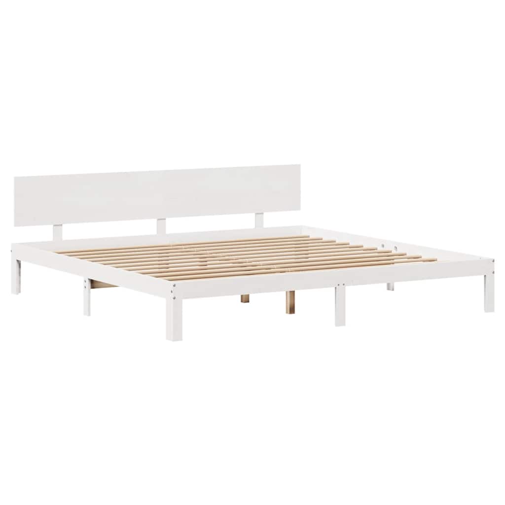 Giroletto con Cassetti Bianco 200x200 cm Legno Massello di Pino | homemem39