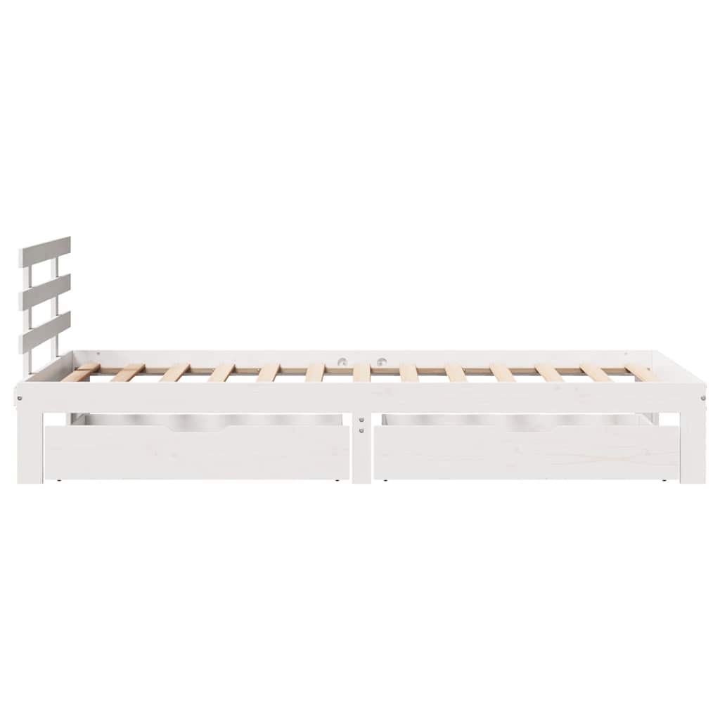 Giroletto con Cassetti Bianco 90x200 cm Legno Massello di Pino | homemem39
