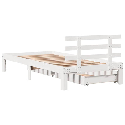 Giroletto con Cassetti Bianco 90x200 cm Legno Massello di Pino | homemem39